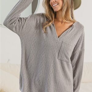 BiBi Gray V-Neck Sweater for Women